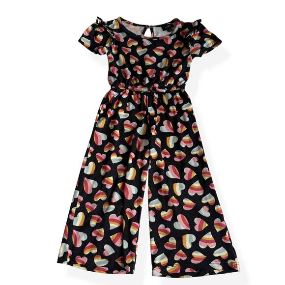 Picapino Other - Picapino Rainbow Hearts Black One-Piece Romper Girls 4